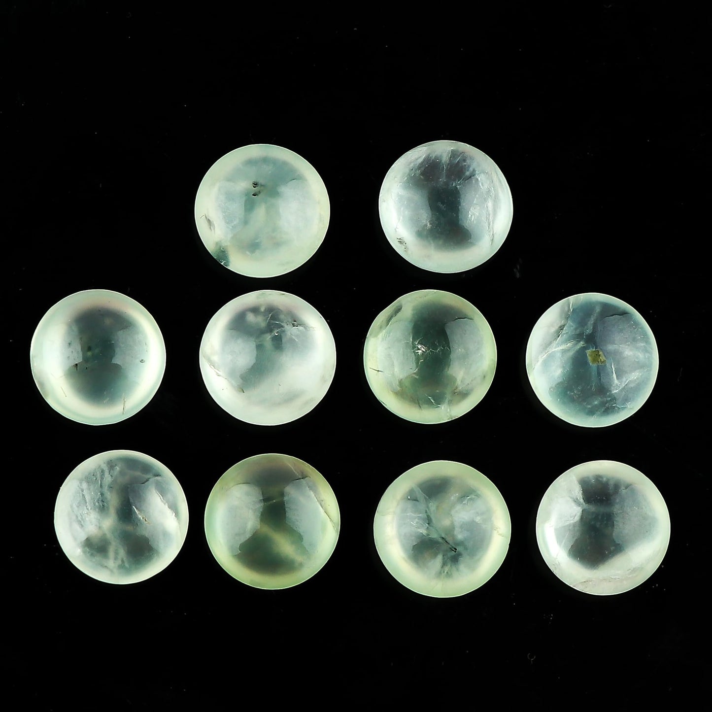 ColouredRocks Prehnite (35cts) (10pcs) (10mm) Natural Cabochon Crystals, Loose Gemstone, Wholesale Polished Supply, Jewelry Making, Chakra Healing Stone, DIY Craft, Gem Collection