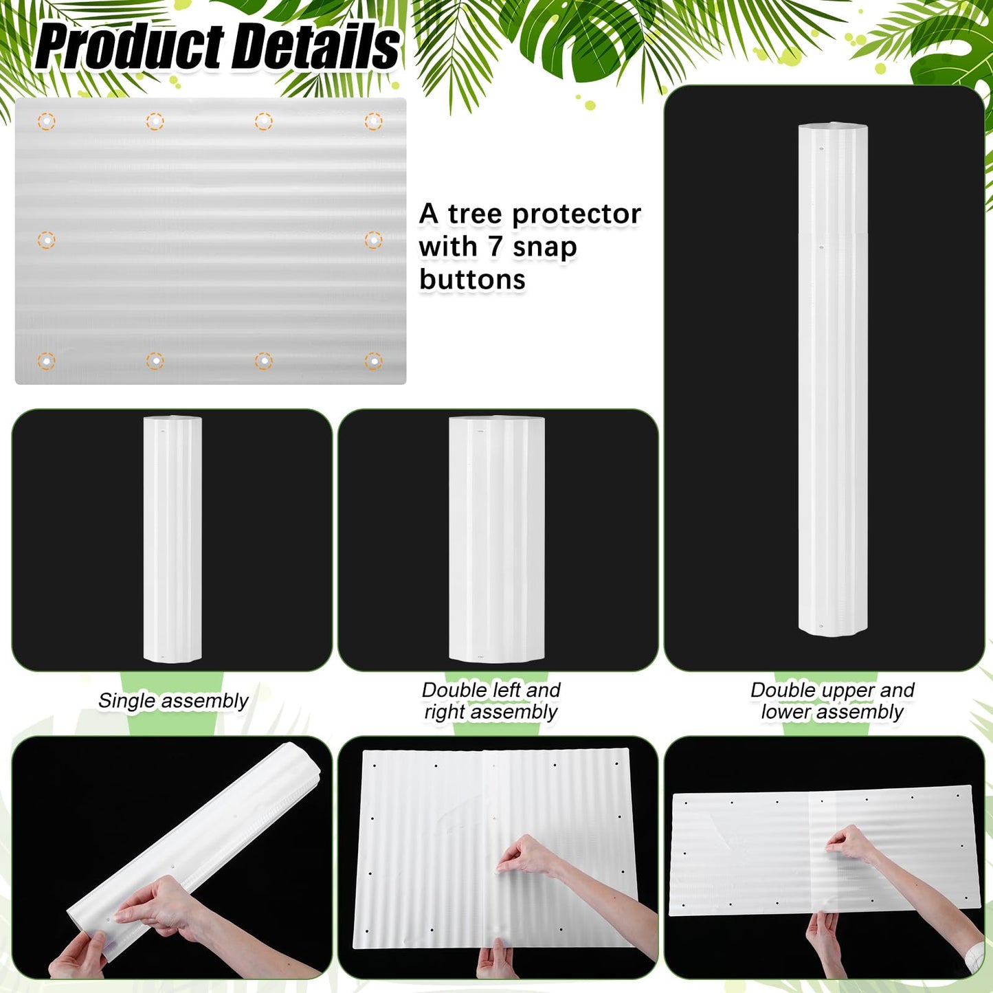 Frienda 20 Pcs Tree Trunk Protector 11.8" x 15.7" Corrugated Plastic Tree Guards Expandable Tree Tubes Flexible White Tree Bark Protector to Protect Saplings Plants from Weed Whacker Animals Trimmers