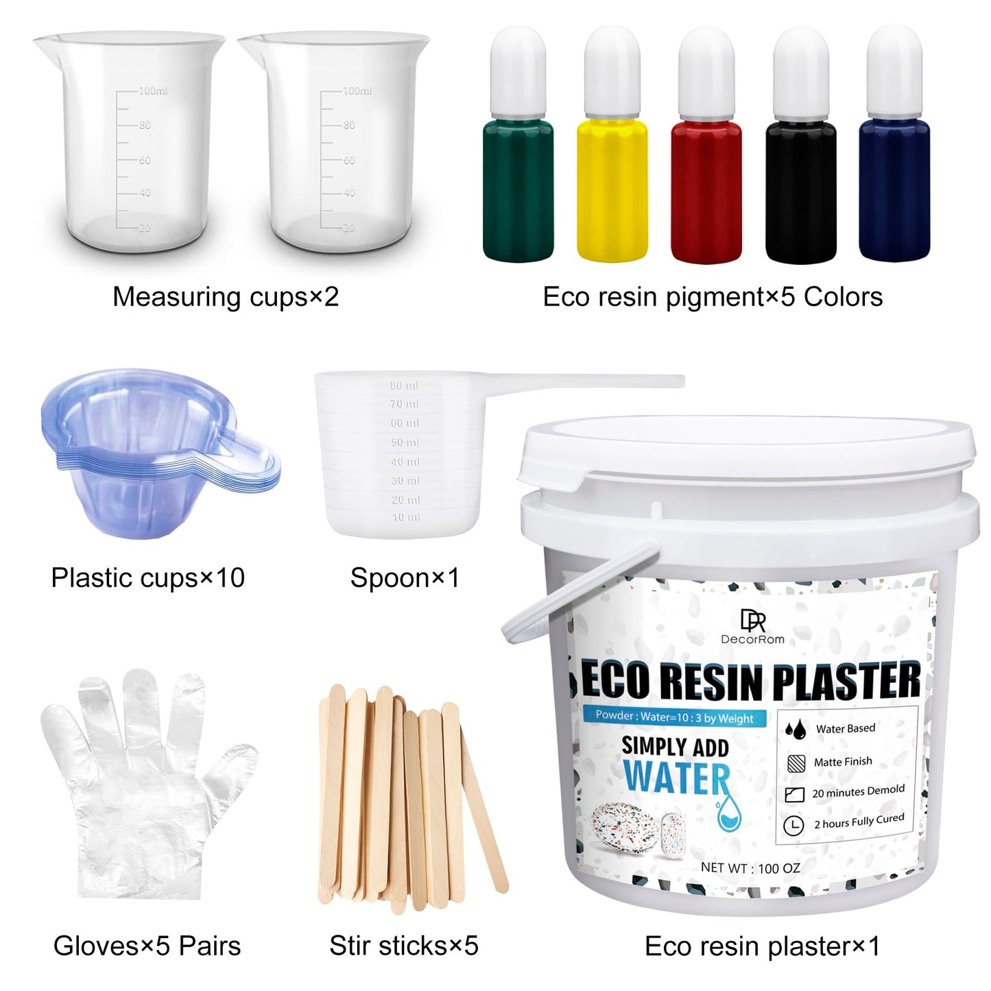 Eco Resin Casting Powder - 100oz / 2800g Fast Cured Plaster Casting Powder for Beginners - 20~30 Minutes Demold, Easy Mixing Water Activated Eco-Friendly Casting Resin for DIY Crafts Making, Home Art