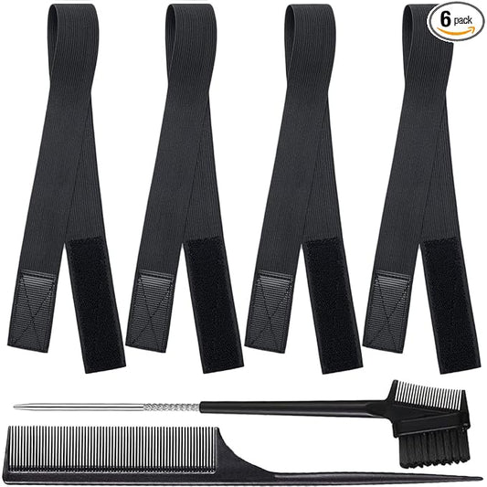 Adjustable Elastic Bands for Wigs and Lace Frontals - 4 Pcs Melt-Resistant Grip Bands, Edge Wraps to Lay Edges and Keep Wigs in Place