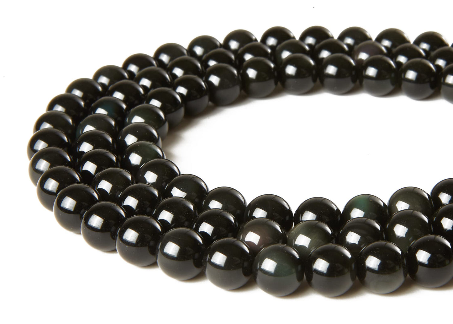 60pcs 6mm Black Obsidian Beads Natural Gemstone Beads Round Loose Beads for Jewelry Making