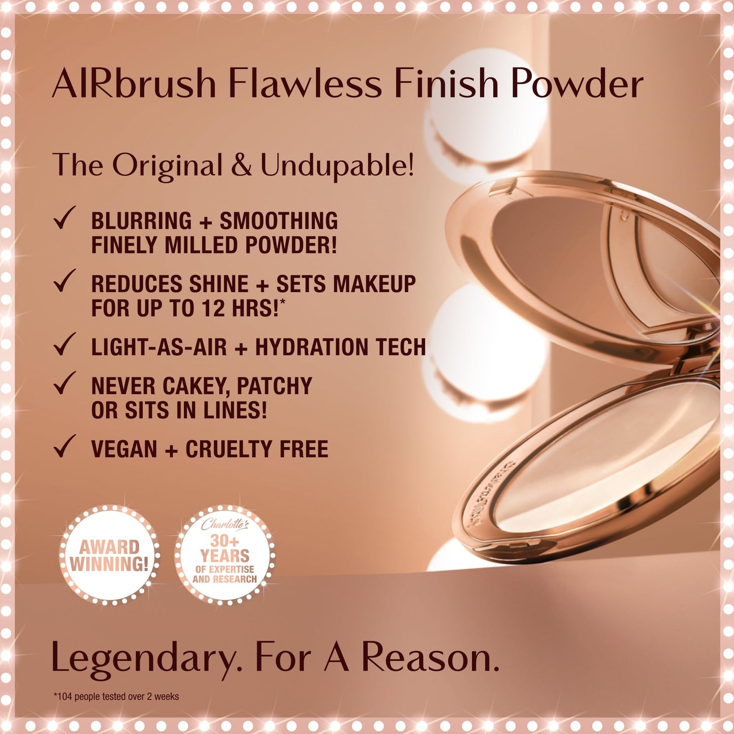 Charlotte Tilbury Airbrush Flawless Finish Setting Powder - Pore-Blurring Pressed Powder for Face Makeup to Minimize Shine with a Soft-Focus Finish - 3 Tan