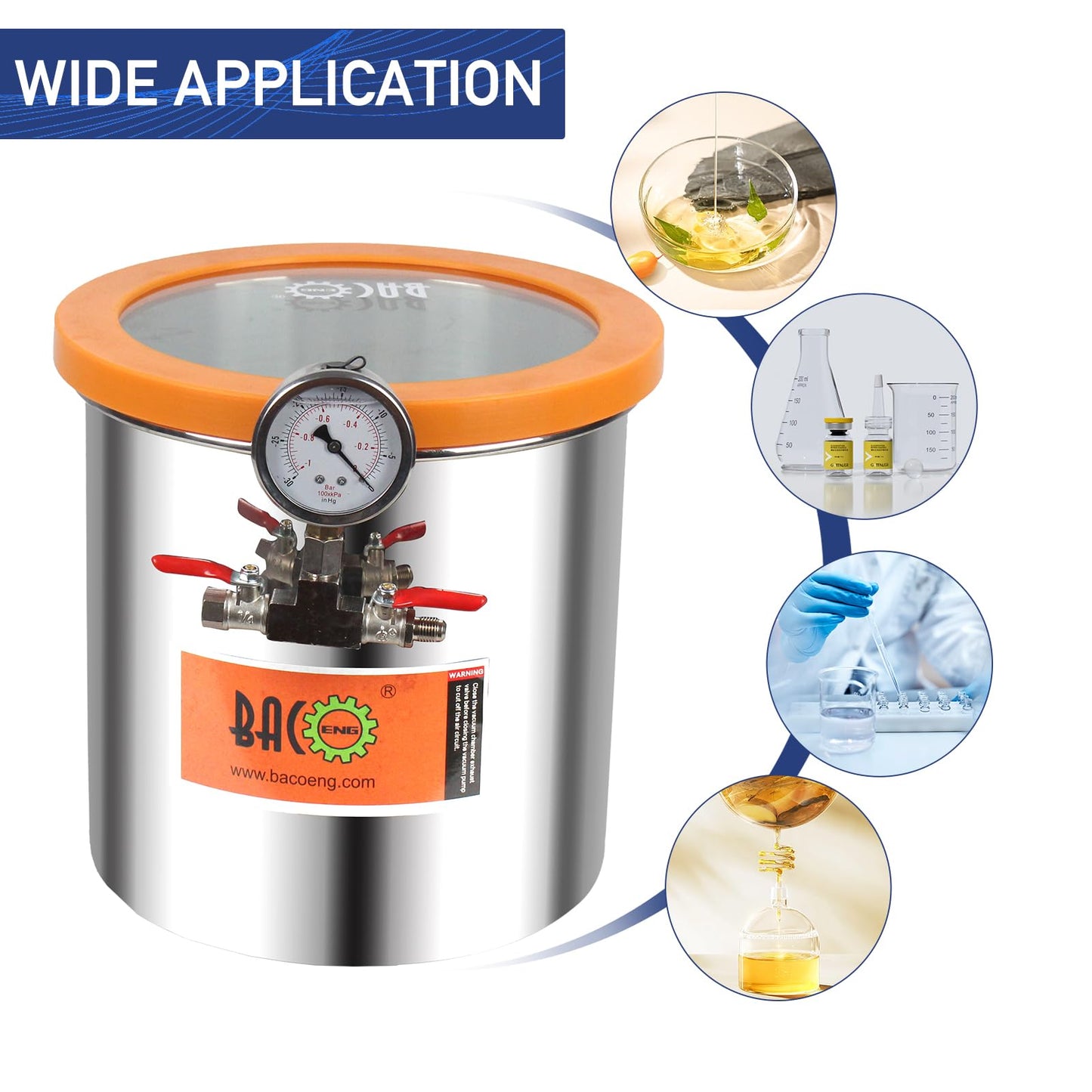 BACOENG 3 Gallon 4.5 CFM Tempered Glass Lid Vacuum Chamber with Pump, Degassing Chamber Kit for Stabilizing Wood, Degassing Silicones, Epoxies and Essential Oils