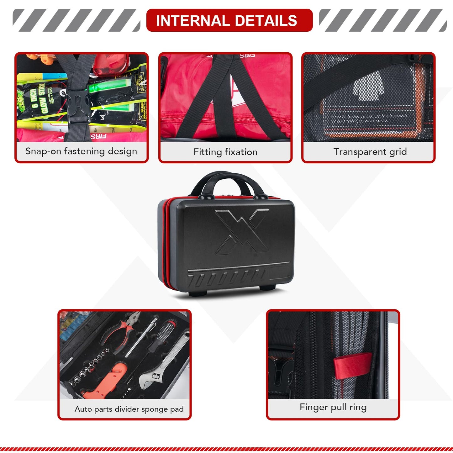 KITGO Roadside Emergency Car Kit (137Piece), with Jumper Cable, Car Safety Road Rescue Kit,Car Emergency Kit Gift for Father Women and Men,Tow Strap,Car Tool Kit (Black)