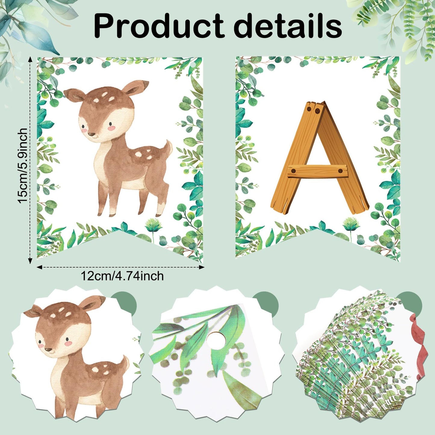 Motiskyy 115 Pcs Woodland Baby Shower Banners Kit DIY Woodland Party Banner Customizable Forest Animal Letters for Baby Shower Kids Birthday Party Decoration