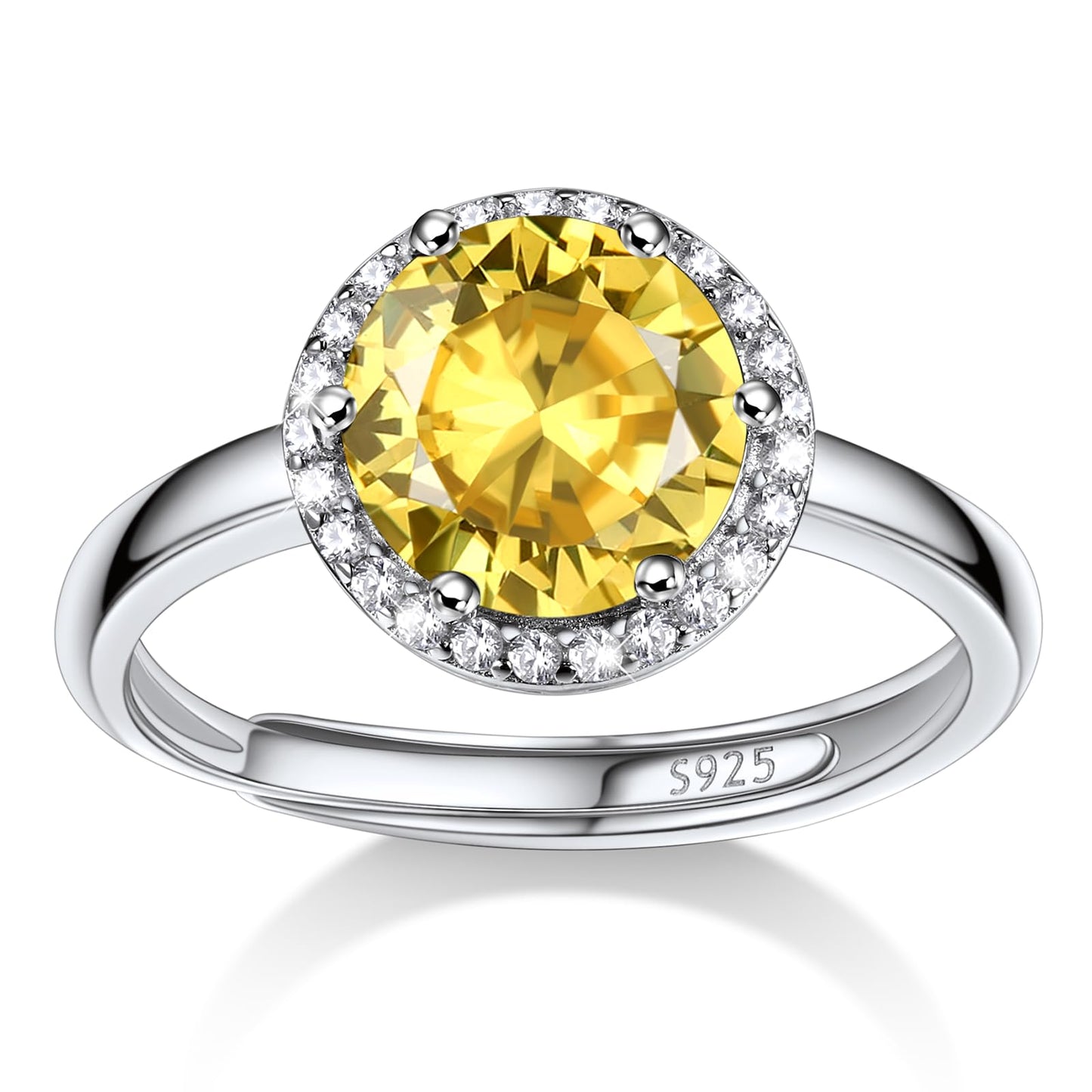 Bestyle S925 Sterling Silver Round Crytsal Rings, Dainty November Critine Crystals Birthstone Rings, Anniversary/Mother’s Day/Birthday Jewelry Gifts for Women Mom/Wife/Sister/Best Friend