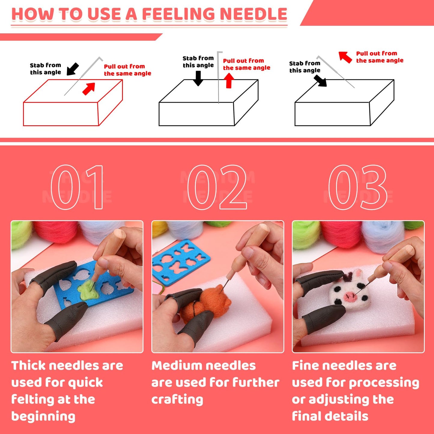 Yizzvb Needle Felting Kit, Wool Roving 24 Colors Set, Needle Wool Felting Tools Kit for Beginners, Needle Felting Starter Kits with Felting Needles for Felted Animal Needle Felting Supplies
