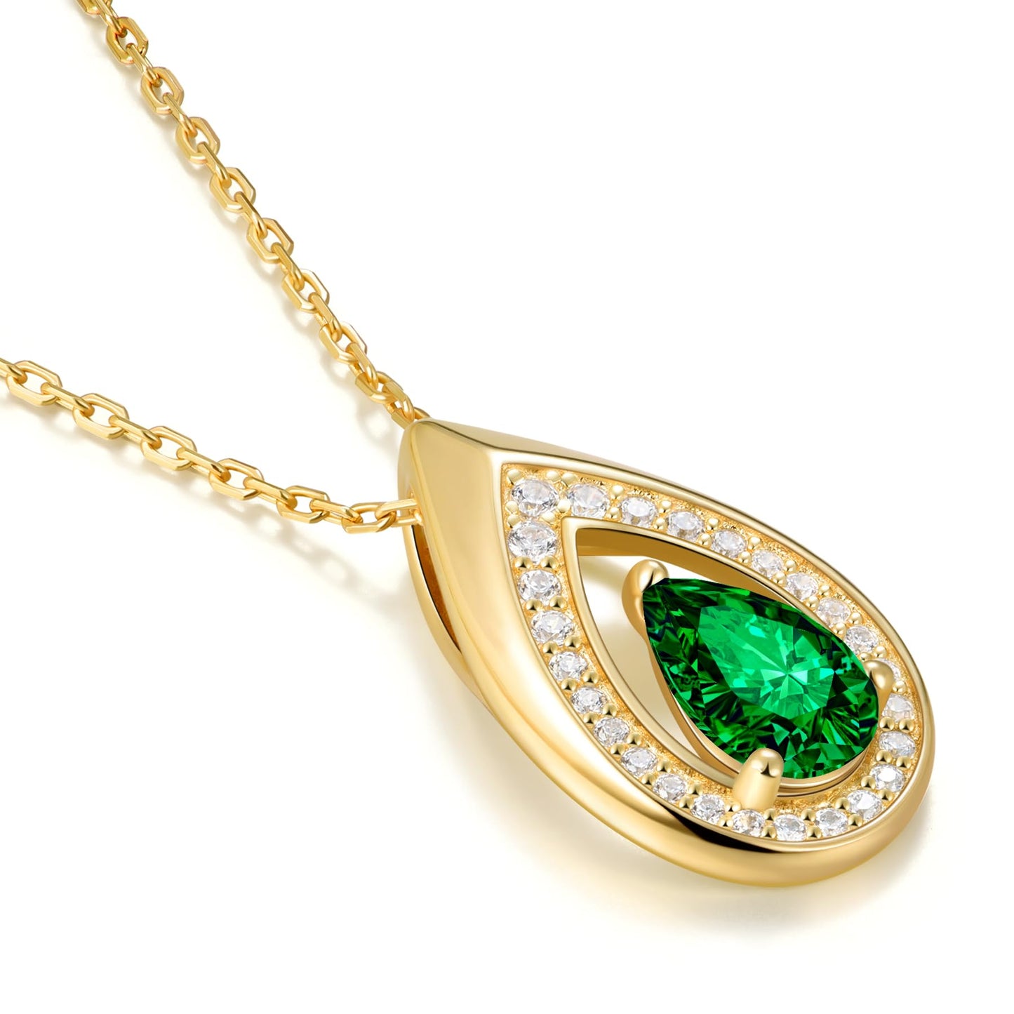 Kstyle 14k Gold Lab-Grown Emerald Pendant Necklaces for Women Valentine's Day Birthday Gift Anniversary Jewelry for Wife Daughter Grandma Mom Sister Non Tarnish