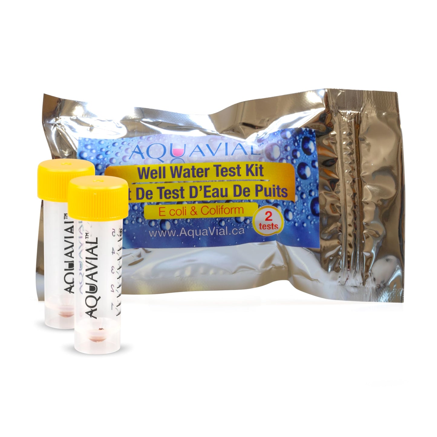 AquaVial Water Testing Kit 2 Pack - E Coli and Coliform Test for Drinking, Pool, Pond, Lake, Well Quality - Bacteria Tester