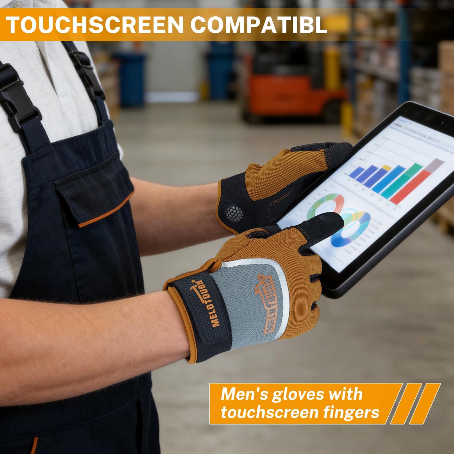MELOTOUGH Work Gloves for Men Women,Mens Mechanic Work Gloves for Garden,Yard,Warehouse,Touch Screen Working Gloves