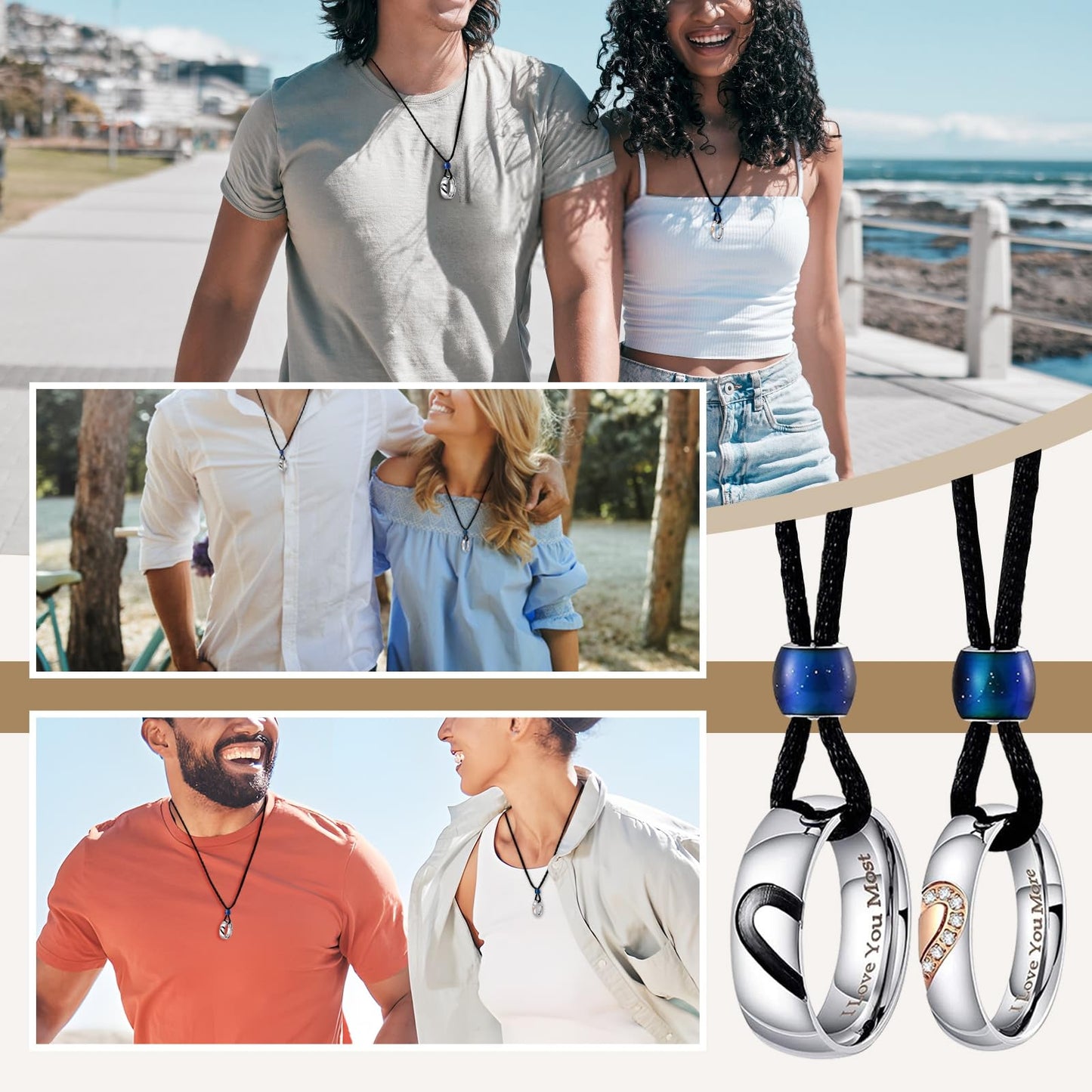 Aienid Love Necklace Silver,Puzzle Heart Pendant Necklace Stainless Steel Engagement Gifts for Couples