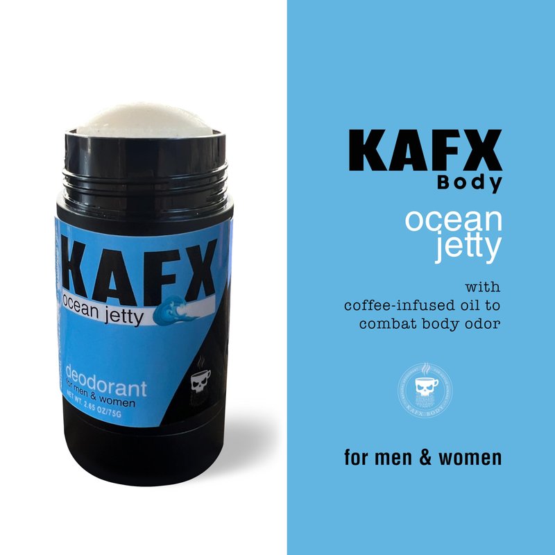 KAFX Body Ocean Jetty Deodorant with Odor-Fighting Coffee Oil, Organic Aluminum-Free Natural Deodorant for Women and Men, Long-Lasting Freshness, 2 Pack, 2.65 oz/75 g