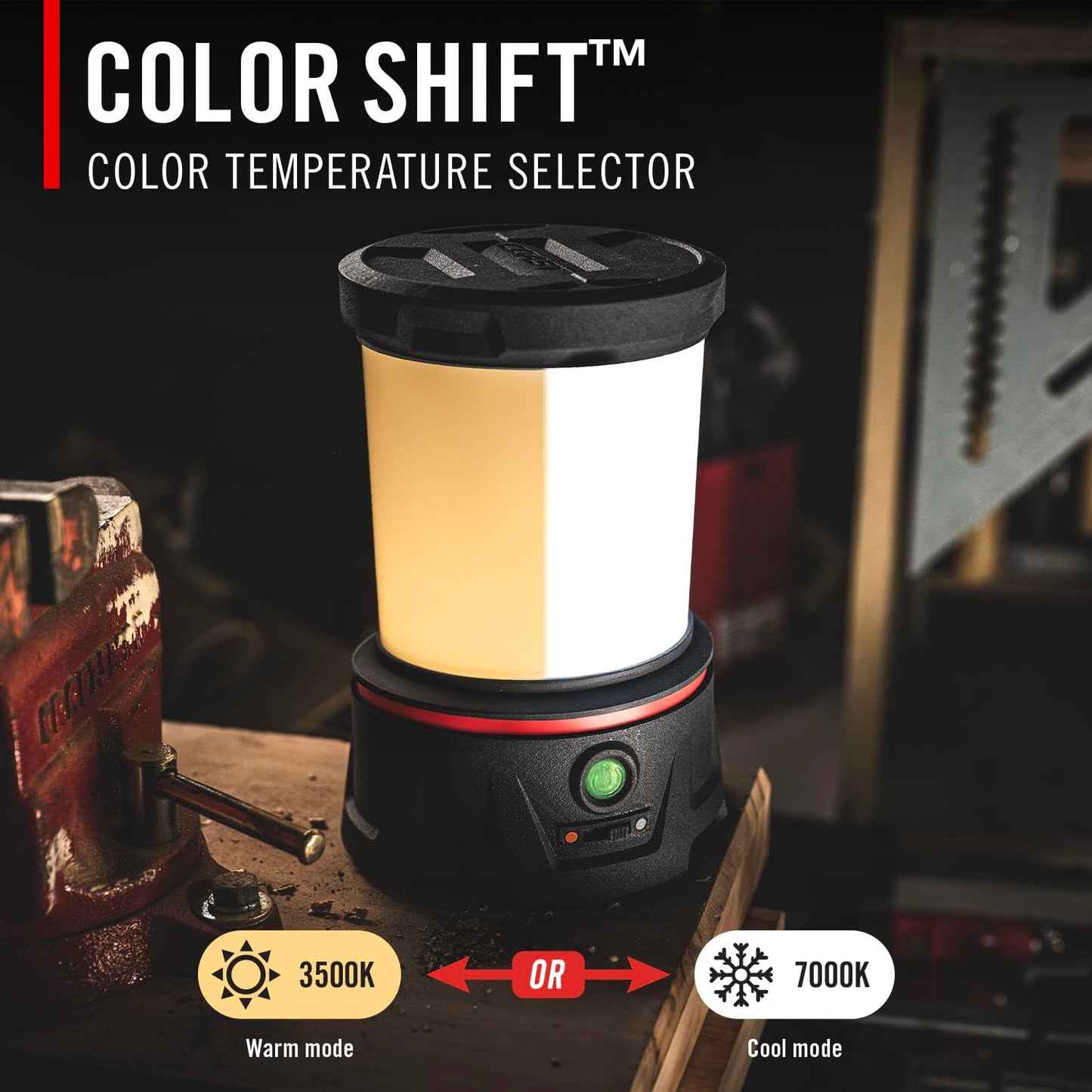 COAST EAL40R 2500 Lumen Rechargeable Emergency Camping Lantern with Red Flashing Mode, Carabiner, Diffuser, Foldeable Handle, Moonglow™ Low Mode, Illuminated Power Button, USB-C Power Bank