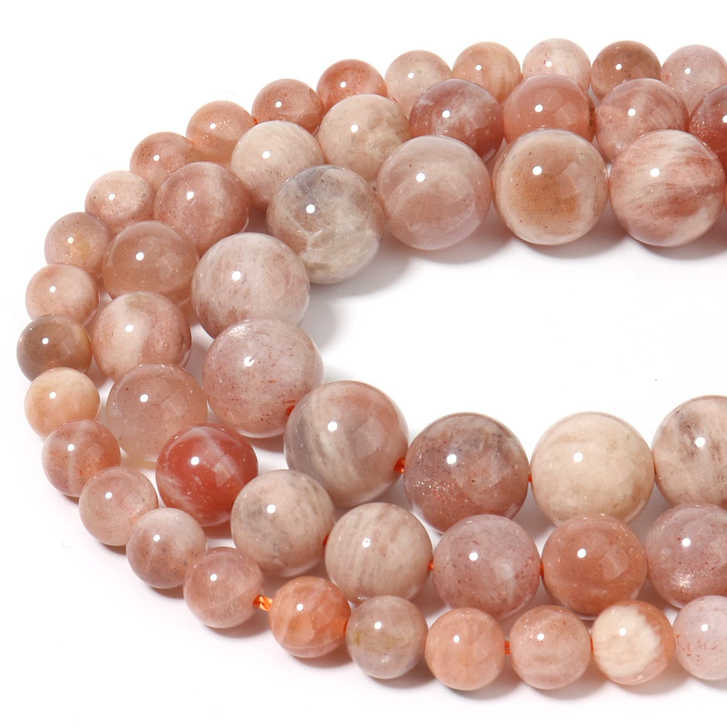 60pcs 6mm Natural Sunstone Beads Gemstone Beads Energy Healing Crystal Round Loose Stone Beads for Jewelry Making, DIY Bracelets Necklaces