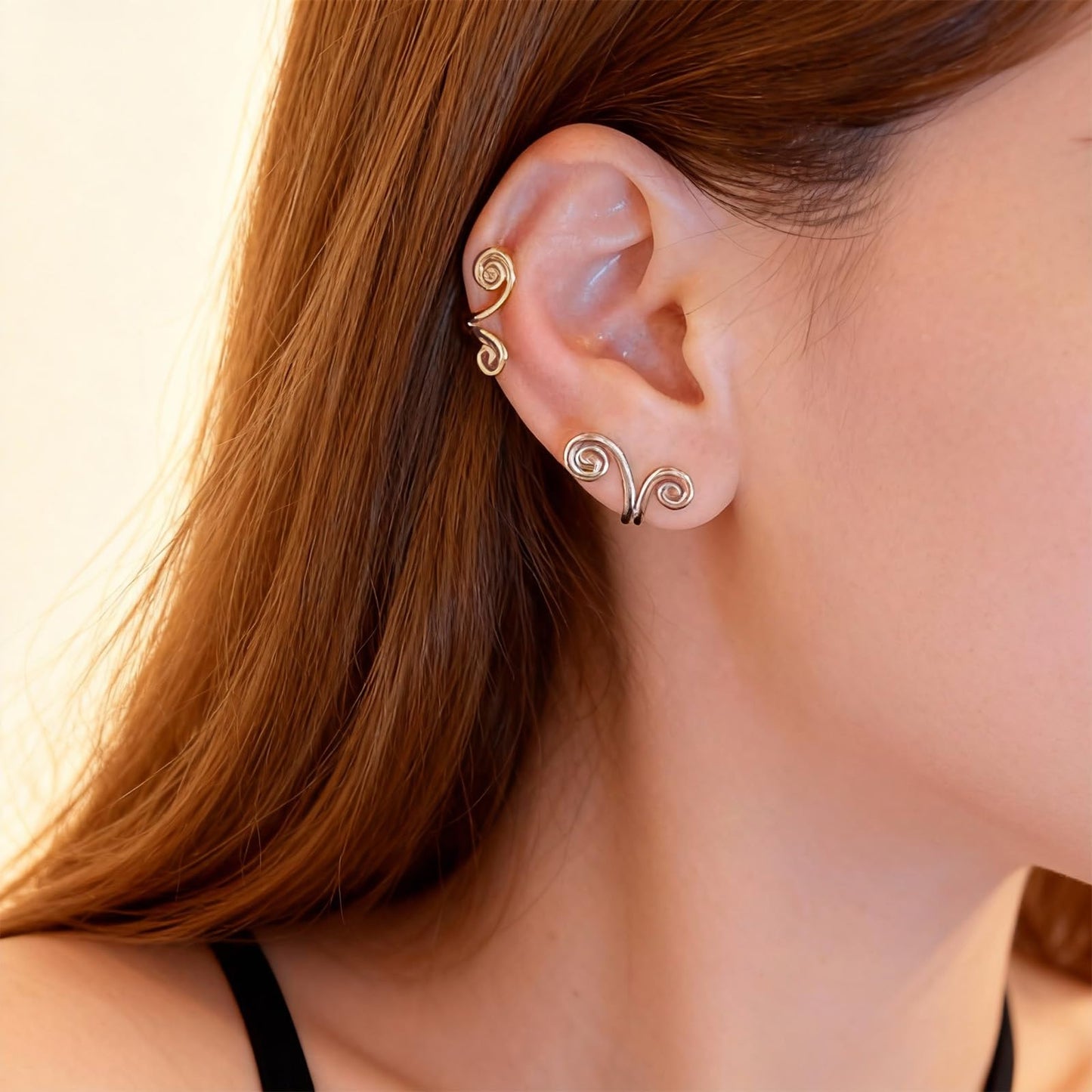 Lymphatic Earrings for Women Clip On Ear Cuff Non Piercing Spiral Lucky Cloud Four Leaf Flower Crystal Minimalist Fashion Jewelry Christmas Birthday New Year Gifts