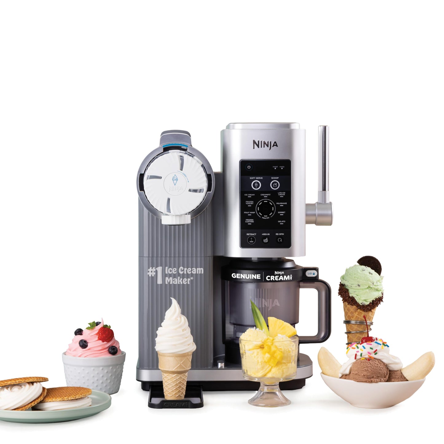 Ninja Swirl by CREAMi Ice Cream and Soft Serve Maker, Sorbet, Milkshake, Frozen Yogurt, Low Calories Program & More, 13-in-1, Soft Serve Handle, (2) CREAMi Swirl 16oz Pints, NC701 (Renewed)
