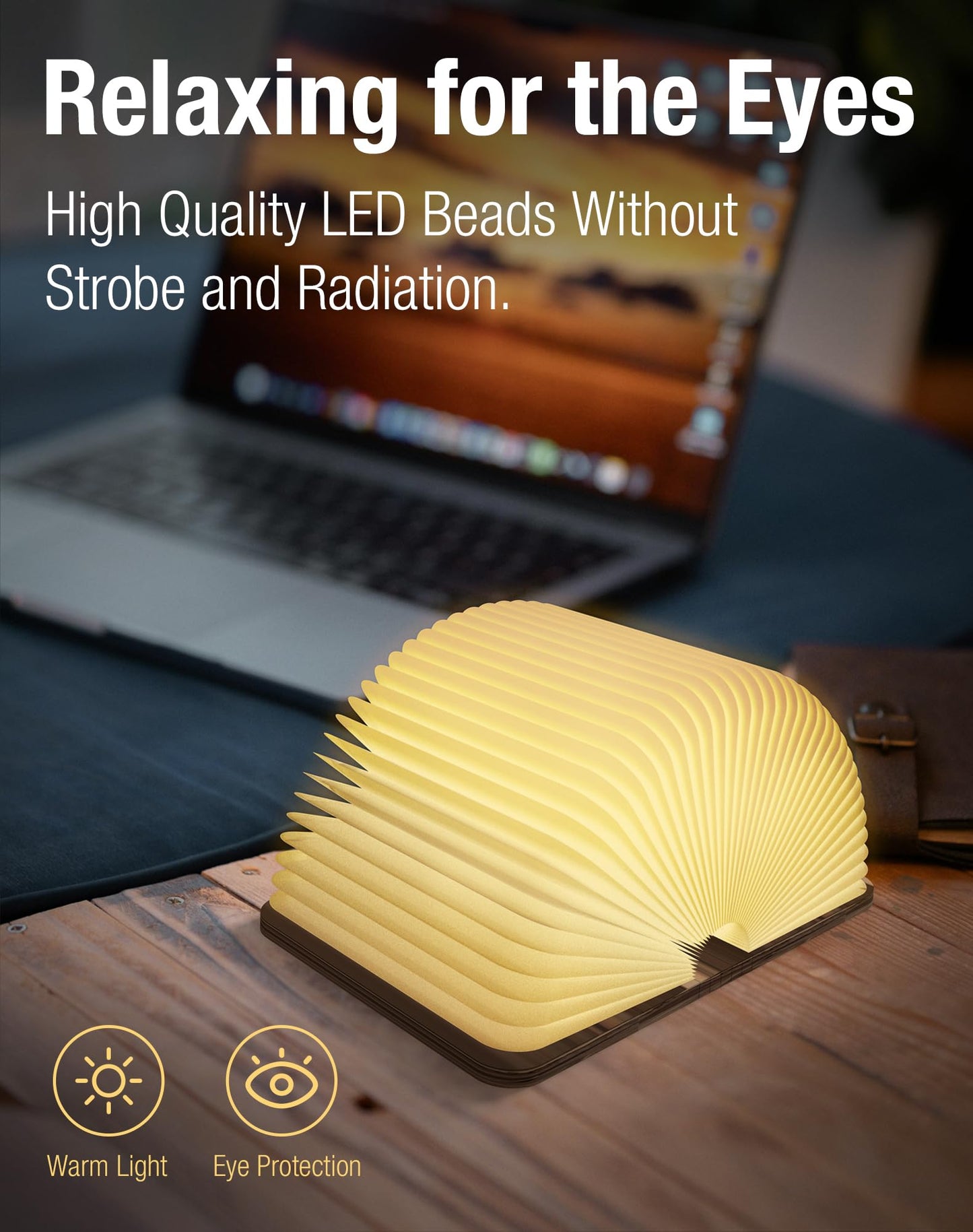 ZBOLE 4.7 Inch Wooden Book Lamp, Book Lovers Gifts,Teacher Appreciation Gifts for Women, Folding Book Light, LED Ambient Lighting, Magnetic Mood Lighting for Home&Library Decor (Walnut)
