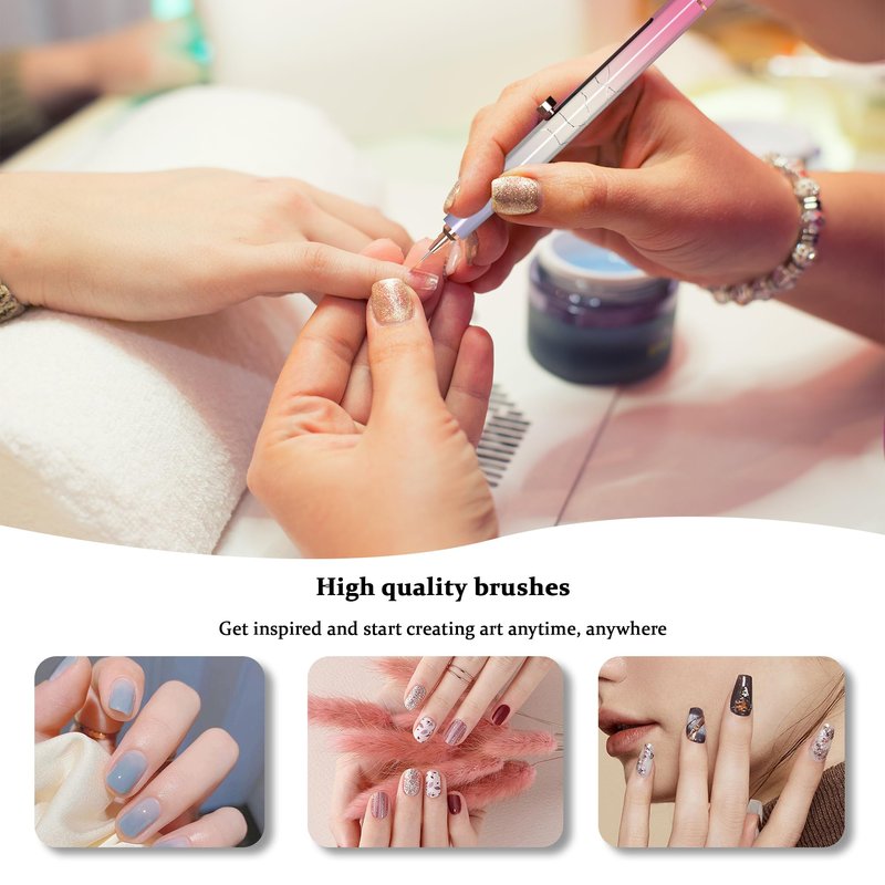20PCS Nail Art Brushes Set, YIHUALE Retractable Builder Nail Extension Gel Brush, Gel Polish Art Design Pen Painting Tools, Nail Art Liner Brush and Dotting Pen for Salon, DIY (Pink+purple, 4+16PCS)