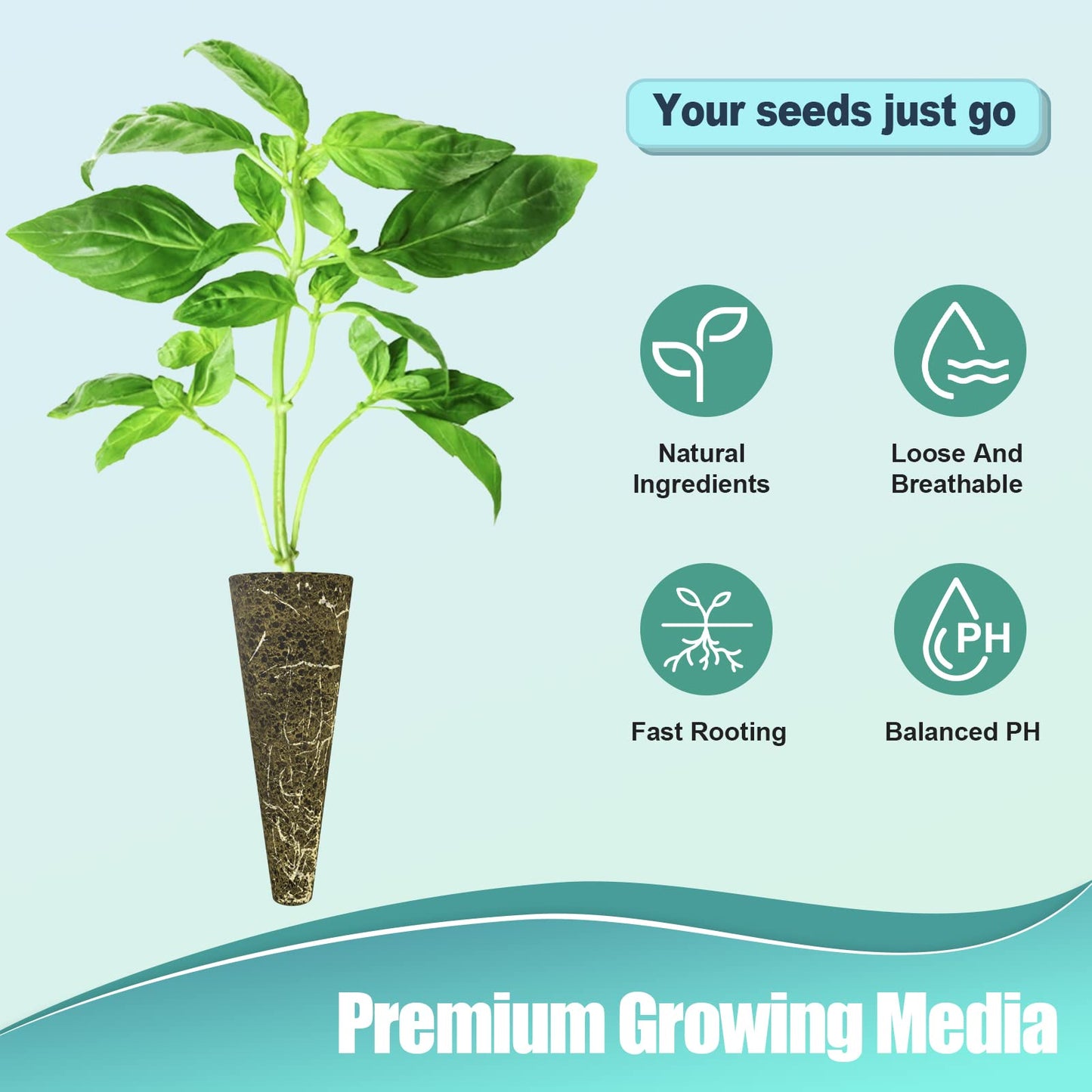 Haligo 64pcs Seed Pod Kit for Aerogarden, Hydroponics Supplies for All Brands Hydroponics Growing System, Grow Anything Kit with 20 Grow Sponges, 20 PVC Labels, 12 Plant Baskets & Domes, 1pc Tweezer
