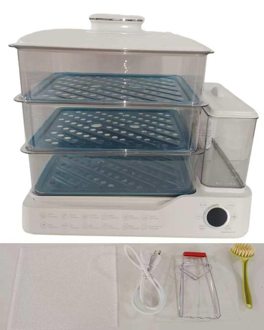 24l Electric Steamer, 800w Household Food And Vegetable Steamer, Automatic Power-Off Breakfast Machine, 24-Hour Delayed Start, Split Type Independent Water Tank, 3-Layer Stainless Steel Tray