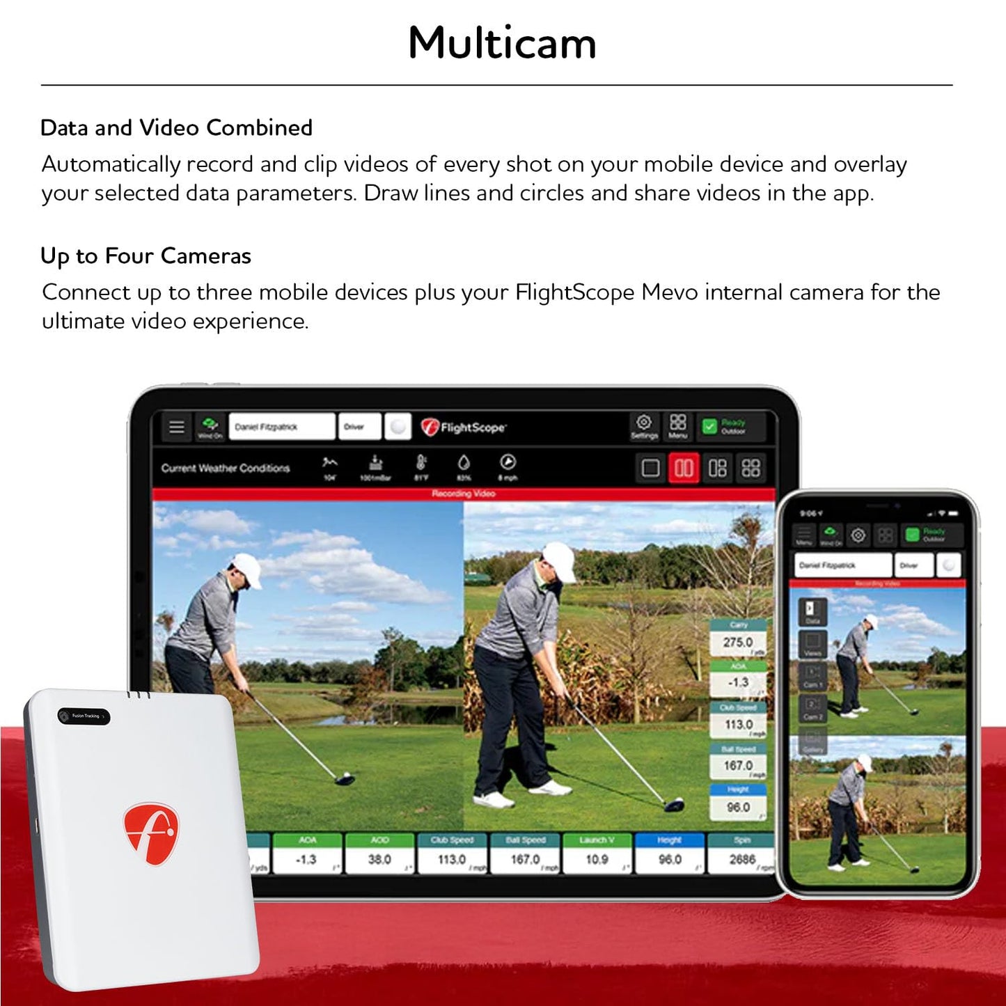 FlightScope Mevo Gen2 Portable Golf Launch Monitor and Simulator | 18 Swing Data Parameters, 8 E6 Simulation Courses, GPS Overview and Shot Tracer | Indoor and Outdoor, Signature Series Gift Bundle