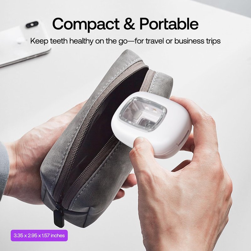 ELMWAY UV Toothbrush Covers Case and Holder,Dual UVC Light(2X Stronger), Clear Window,Toothbrush Cleaner Portable Brush Cover and Travel Case Fits Most Electric and Manual Toothbrushes