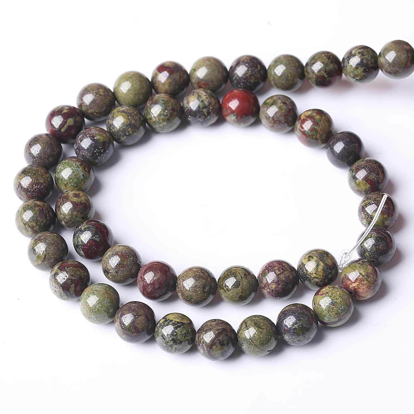 Natural Dragon Blood Jasper Beads Round Loose Energy Healing Stone Beads for Jewelry Making DIY Bracelet 10mm 38pcs 15 Inch
