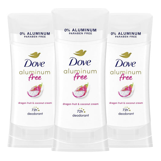 Dove Aluminum Free Deodorant for Women 3 Pack Dragon Fruit & Coconut Cream 72 hour odor protection 2.6oz