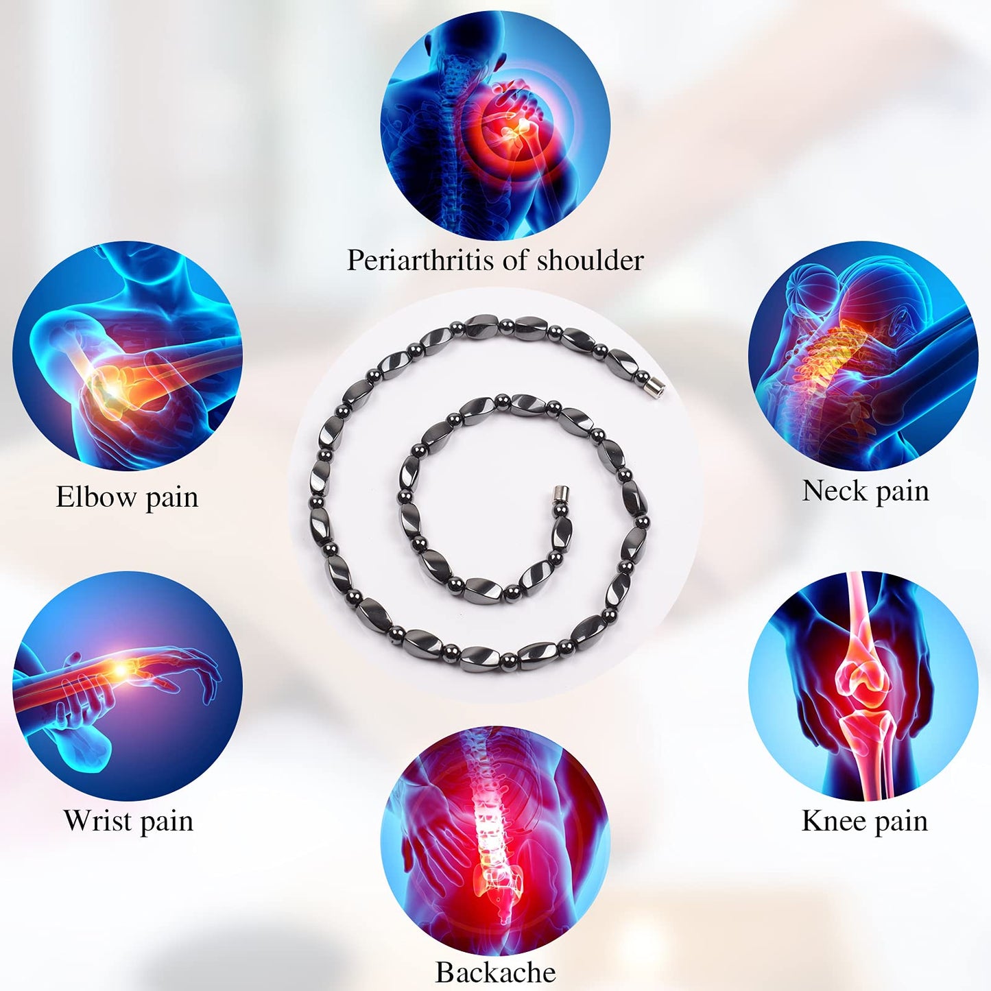 IRUMENG Magnetic Hematite Necklace for Men Women, Magnetic Stone Necklace to Soothe Neck Shoulder Discomfort, Reduce Fatigue Improve Daily Relaxation-21.6 inch (55cm)