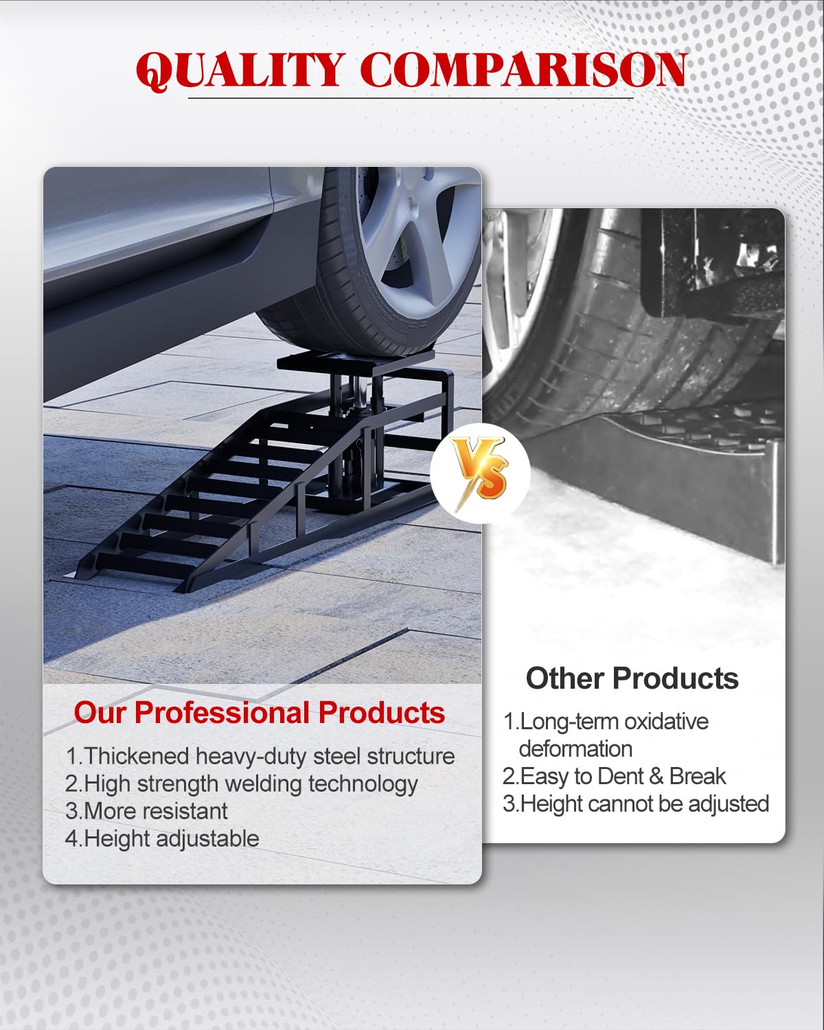 Hydraulic Car Ramps 5 T 11000 LBS, 2 Pack Heavy Duty Steel Car Ramps Lift Height 11.61 in-16.21 in, Low Profile Car Lift Service Ramps Truck Trailer Garage