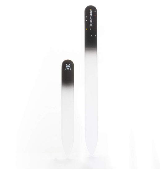Germanikure Glass Nail File Set - Professional Manicure & Pedicure Kit - Ethically Made in Czech Republic - 2 Pc Black File Duo
