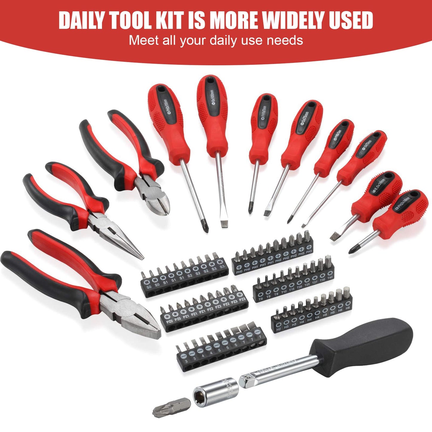 ARUCMIN 438-Piece Mechanics Tool Set with 3-Drawer Heavy Duty Metal Box Repair Tool Kit -02