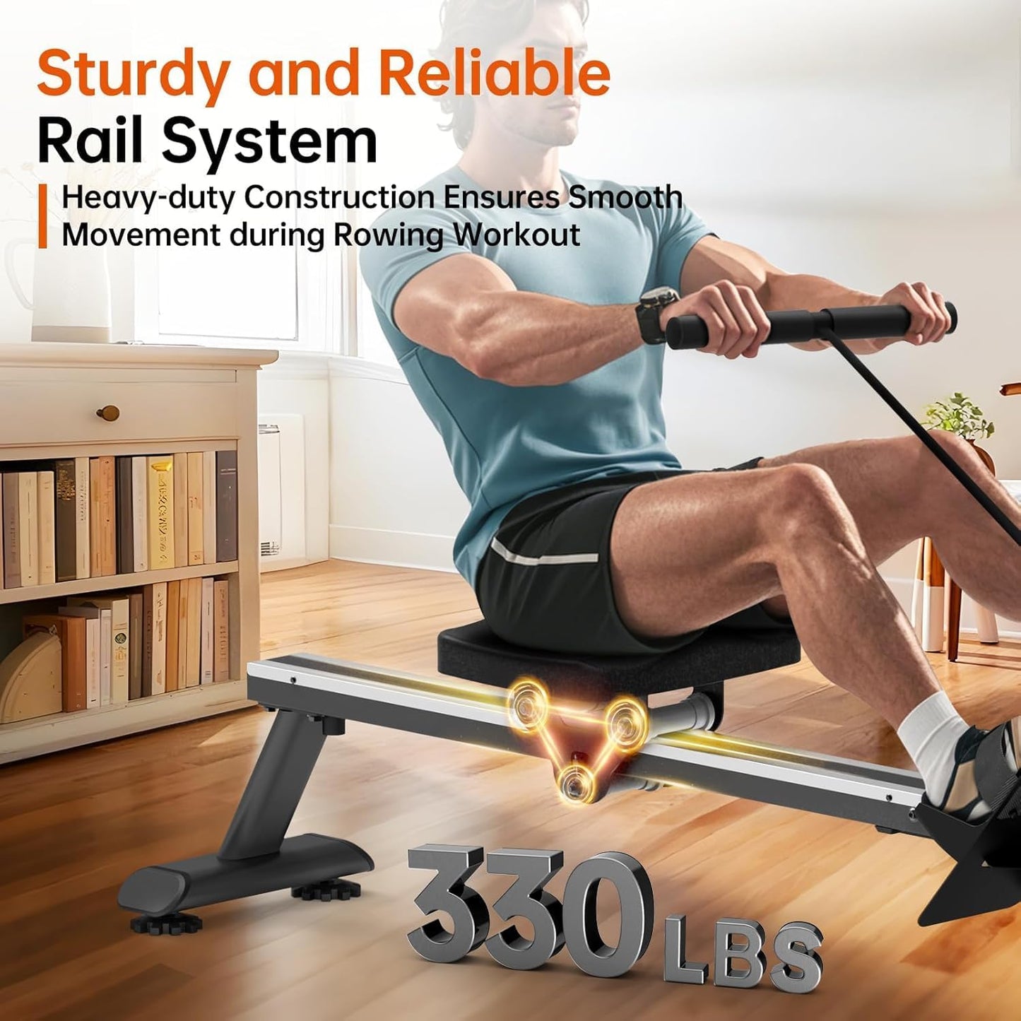 YAMO Rowing Machines for Home, Water Rowing Machine for Immersive Water Rower, Indoor Rowing Machine Large Water Tank & Comfortable Seat, 350lbs Weight Capacity, App Compatible,LCD Monitor