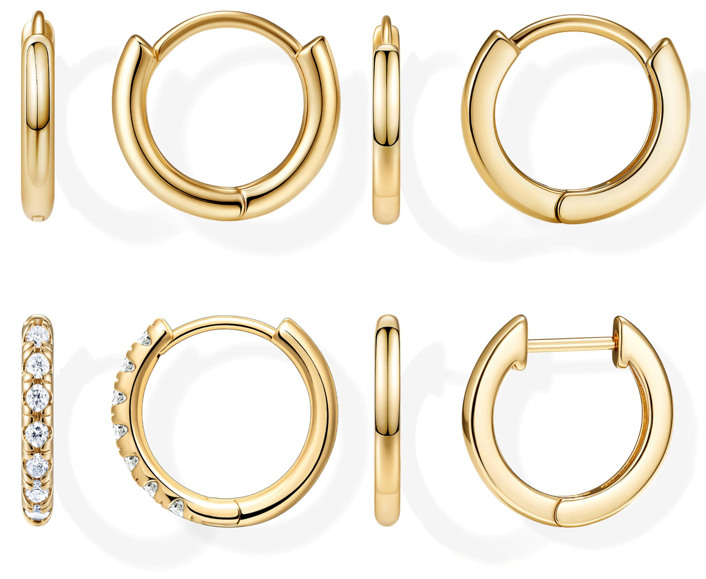 8mm Rook Huggie Small Hoop Earrings Set for Women Gold Stack Cartilage Rook Earring Sets for Multiple Double Piercing Lightweight Mini Thin Cute Dainty Trendy Clip On Mom Jewelry Gifts