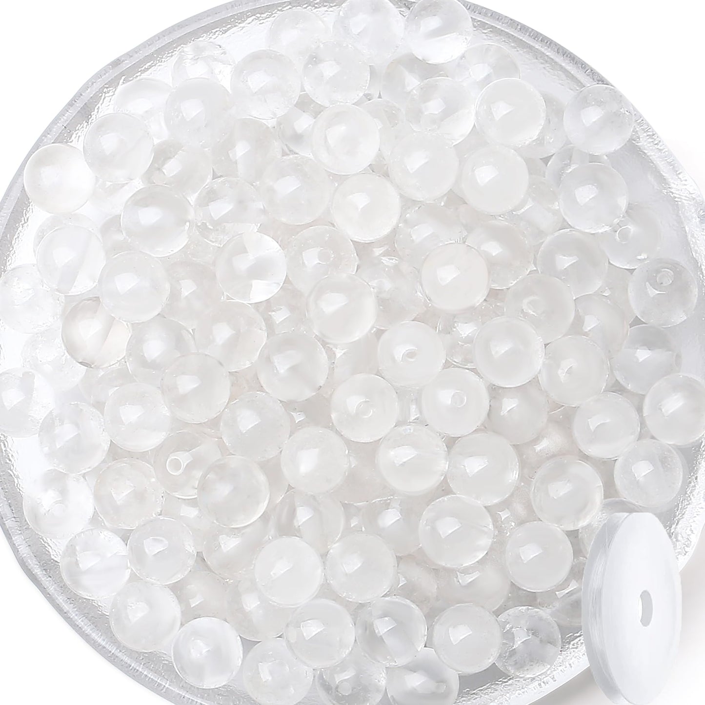 QINJIEJIE 100PCS Clear Crystal Beads 8mm Natural Stone Beads Round Loose Gemstone Bead for Bracelet Beading Crystal Jewelry Making DIY Necklace Earrings 0.32"