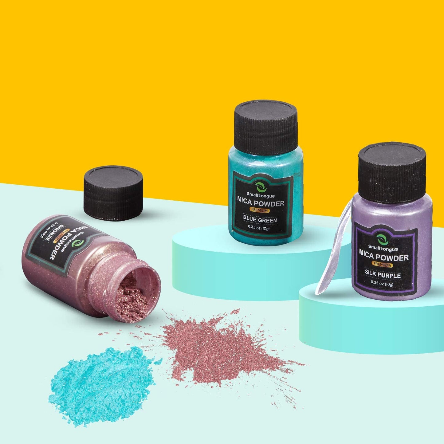 Smalltongue Mica Powder for Epoxy Resin, 72 Colors, 0.35 oz(10g) Bottles Mica Glitter, Mica Pigment for Lip Gloss, Soap Making, Bath Bomb, Art Crafts, Resin Dye, Nails
