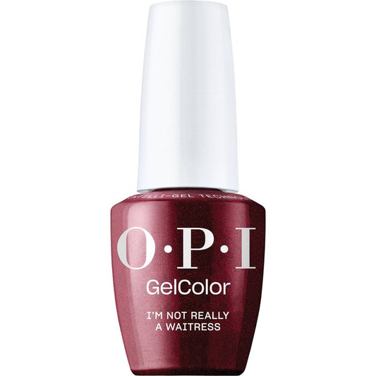OPI GelColor I'm Not Really a Waitress | Opaque Dark Red Pearl with Shimmer LED Cure Gel Nail Polish | Salon-Quality Shine, Long-Lasting Wear | Vegan & HEMA Free | 0.5 Fl Oz