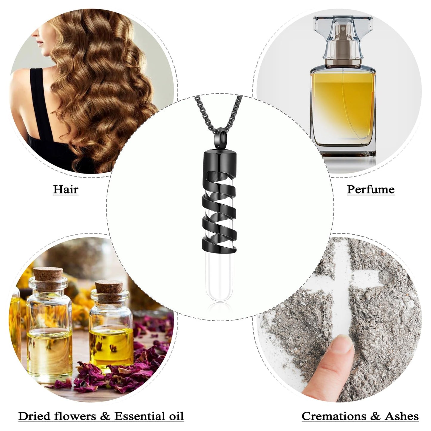 Oinsi Clear Glass Tube Cremation Urn Jewelry Ashes Holder Necklace Keepsake Memorial Pendant Including Box/Fill Kits