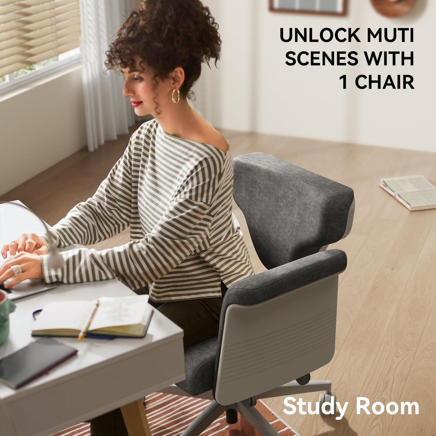 Newtral Freedom-X Criss Cross Chair with Wheels & Amrests- Cross Legged Office Chair with Laptop Tray, Multi-Position Recliner Chair, Adjustable Ergonomic Chair, Relax, Work from Home
