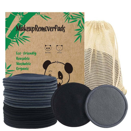 Sopurrrdy Reusable Makeup Remover Pads 20 Pack Reusable Makeup Cotton Rounds with Laundry Bag|Soft Black Cotton Makeup Remover Pads for Face