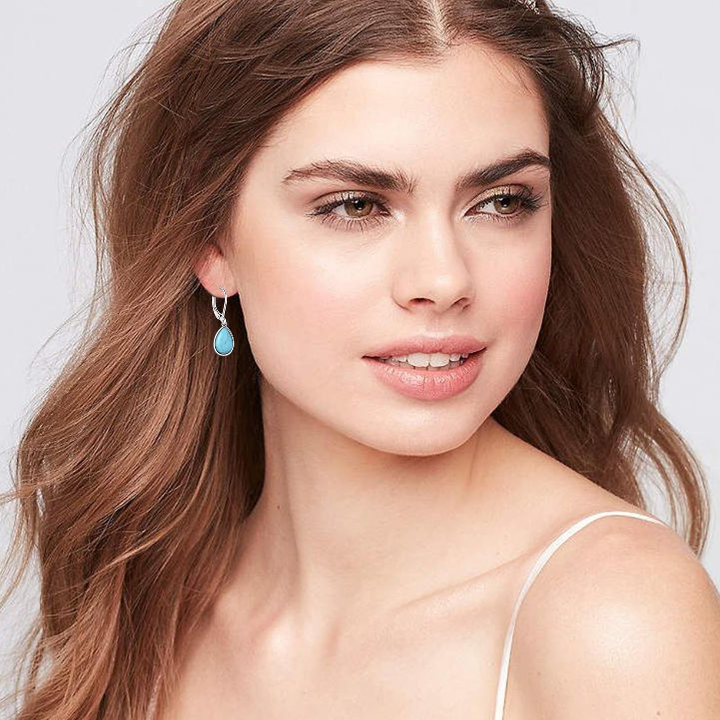 TALYKONG Turquoise Earrings for Women Dangle Leverback Earrings Turquoise Jewelry for Girls (turquoise), silver
