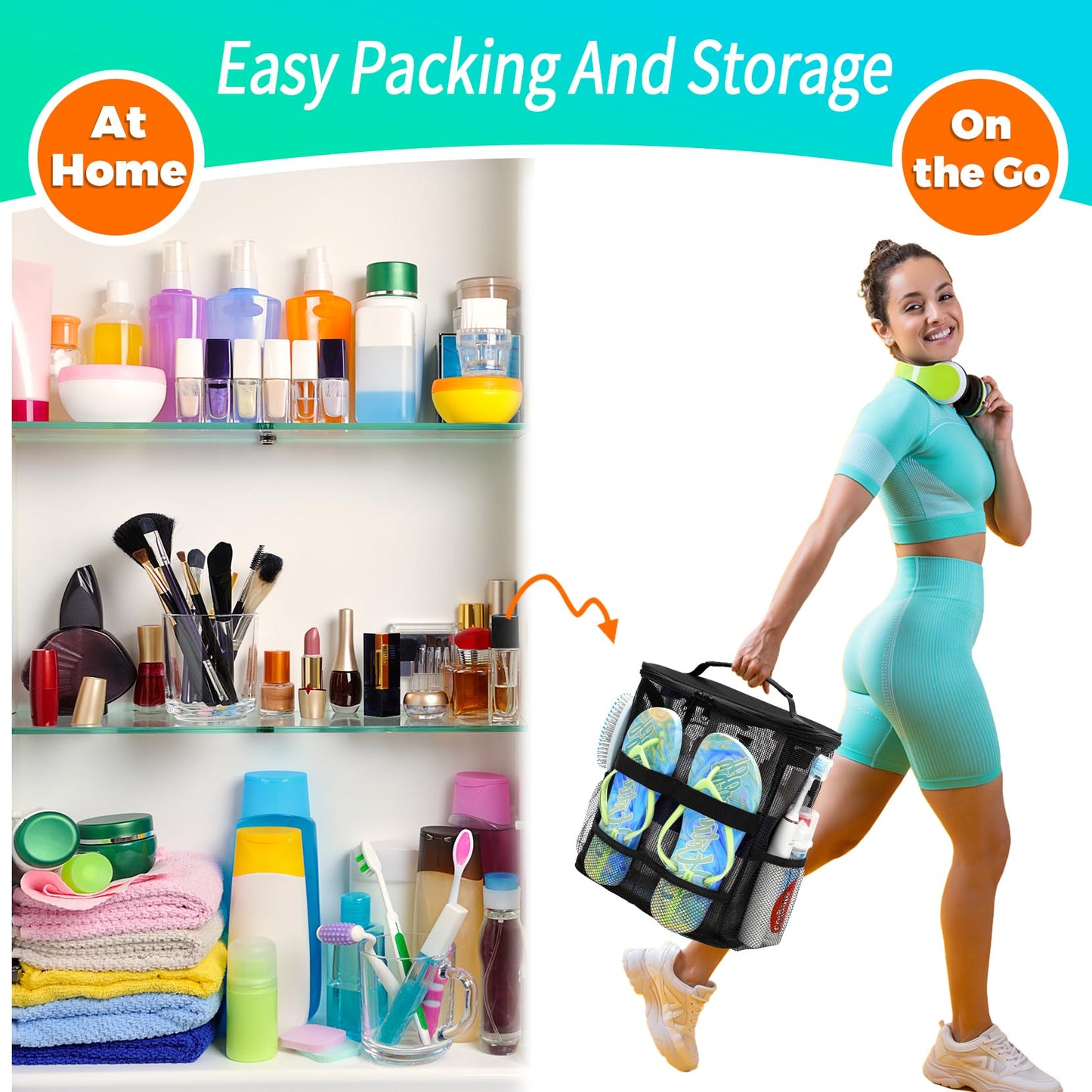 Dorm Room Essentials for Guys Girls Boys, Quick Dry Mesh Shower Caddy Portable, Large Capacity Toiletry Bag with Hanging Hook, Travel Beach Camping Cruise Ship Essentials, Birthday Gifts for Women Man