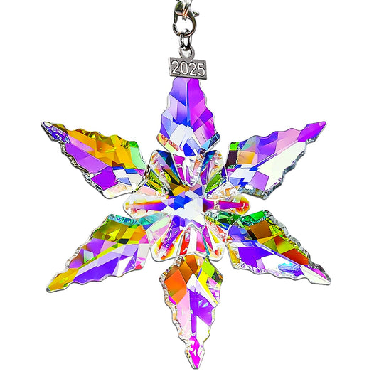 2025 Annual Edition Ornament, Crystal Snowflake Ornaments for Christmas Tree, Colorful Star Ornaments, Beautiful Unique Christmas Ornament Gift