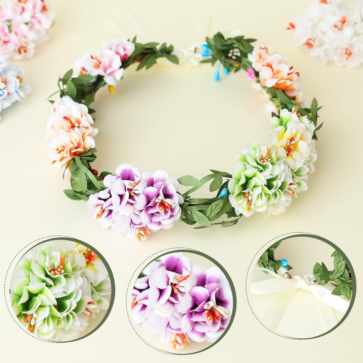 Flagogoo 22 Sets DIY Flower Crown Kit - Flower Making Kit- Handmade Your Own Flower Crowns for Women Hair Accessories Headband Making Kit for Girls - Wedding Birthday Party Festival Decor