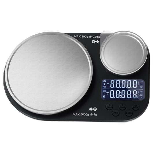ACCT Dual Platform Kitchen Scale, Digital Food Scale Weighs Up to 5kg & 300g,Digital Scale with Stainless Steel Weighing pan, Ideal for Cooking, Baking and Food