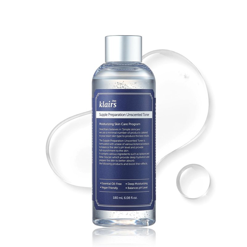 [KLAIRS] Supple Preparation Unscented Toner 6.08 fl oz, Hydrating, Fast Absorbing, Non-Irritating, Fragrance-free, K-beauty Routine