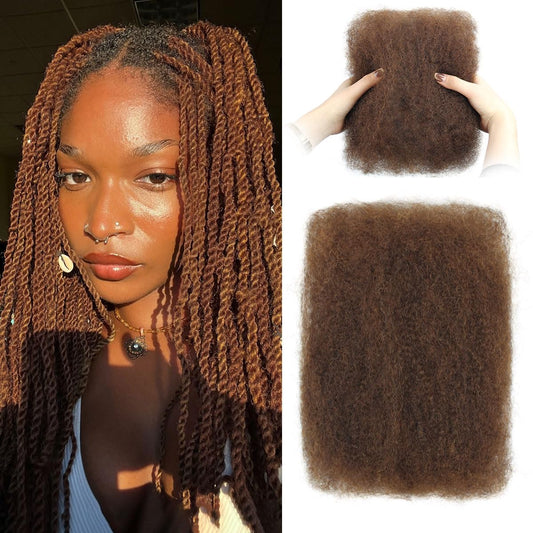 Sangtok Afro Kinky-Curly Human Hair Bulk for Twists, 18 Inch 50g Bulk Hair for Dreadlock Extensions Repair Locs Braiding, 100% 4C Human Bundles Hair(Black)