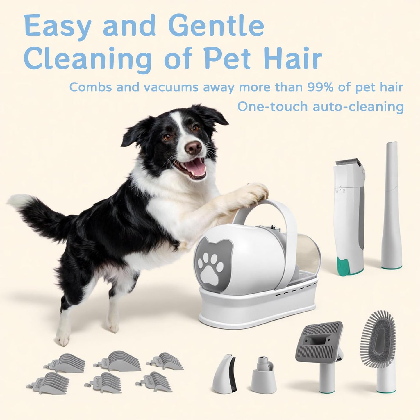 8VR Dog Grooming Kit, Pet Grooming Vacuum with Pet Clipper Nail Grinder, Dog Hair Vacuum with 6 Pet Grooming Tools for Dogs Cats Shedding Grooming