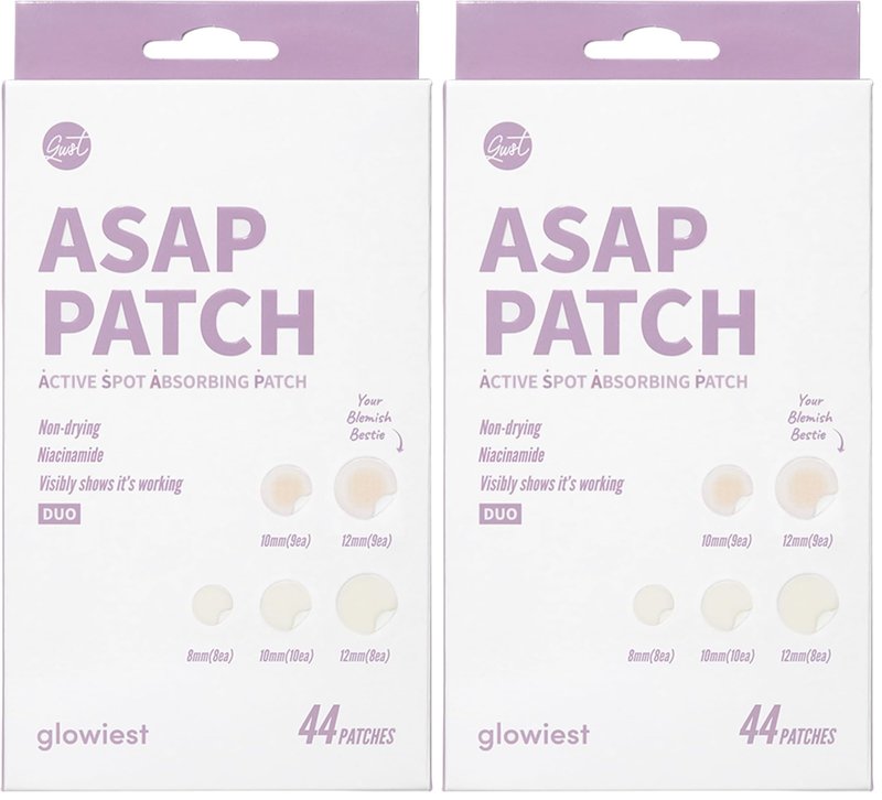glowiest ASAP Active Spot Alleviating Patch 44 Patches (DUO) 8mm, 10mm, 12mm Spot patches - Premium Hydrocolloid Dressing Dots | Simple & Easy Active Treatment (Pack of 2)
