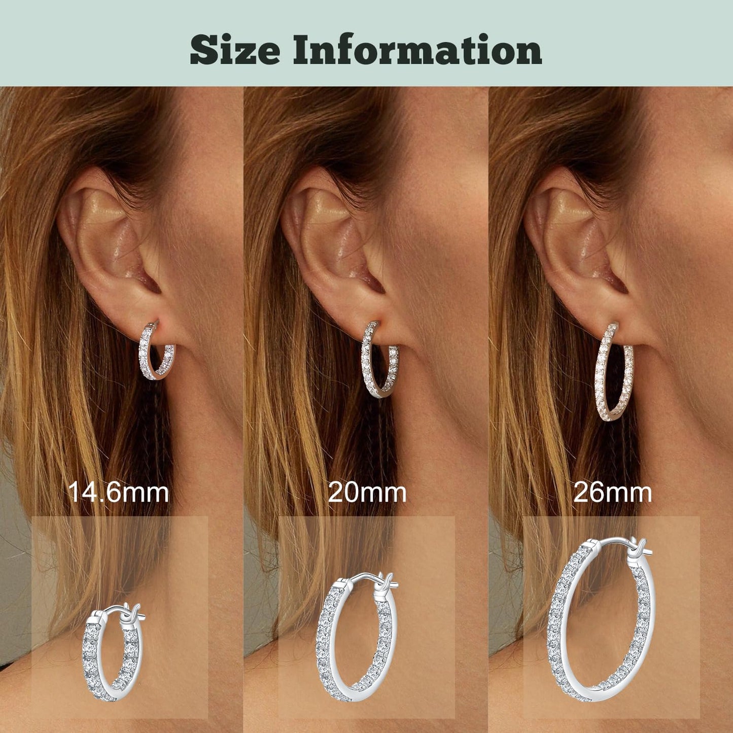14mm Chunky CZ Hoop Earrings for Sensitive Ears Women 925 Sterling Silver Hoops Lab Created Diamond Earrings